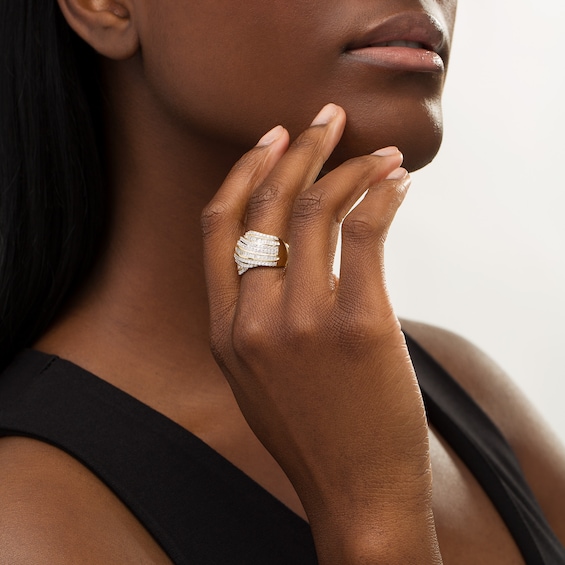 1-1/2 CT. T.W. Diamond Multi-Row Waves Ring in 10K Gold 1-1/2 CT. T.W. Diamond Multi-Row Waves Ring in 10K Gold