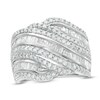 Thumbnail Image 1 of 1-1/2 CT. T.W. Baguette and Round Diamond Alternating Waves Ring in 10K White Gold