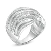 Thumbnail Image 3 of 1-1/2 CT. T.W. Baguette and Round Diamond Alternating Waves Ring in 10K White Gold