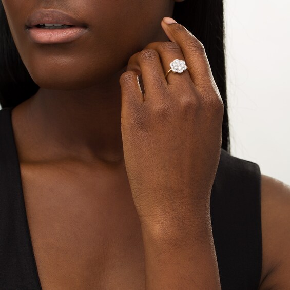 1 CT. T.w. Composite Diamond Flower Frame Ring in 10K Gold