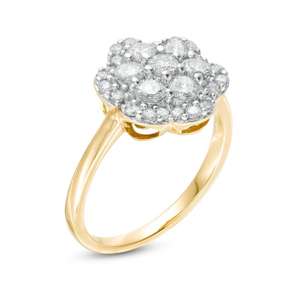 1 CT. T.w. Composite Diamond Flower Frame Ring in 10K Gold