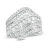 2 CT. T.W. Diamond center Double Row Waves Ring in 10K White Gold