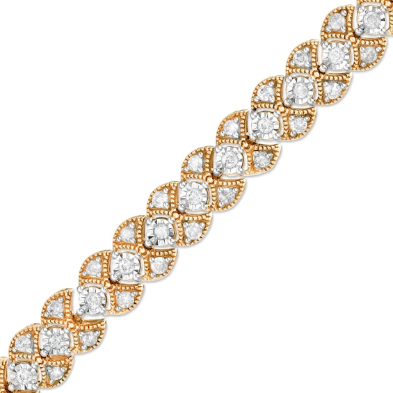 2 CT. T.w. Diamond Art Deco Vintage-Style Bracelet in 10K Gold - 7.25"