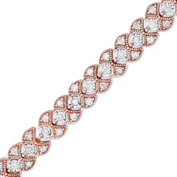 2 CT. T.w. Diamond Art Deco Vintage-Style Bracelet in 10K Rose Gold - 7.25"