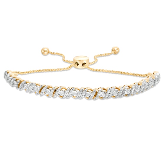 1/ CT. T.w. Diamond Cascading Bolo Bracelet in 10K Gold