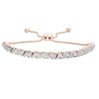 1/2 CT. T.W. Diamond Cascading Bolo Bracelet in 10K Rose Gold - 9.5"
