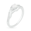 4.0mm Lab-Created White Sapphire and 1/20 CT. T.W. Diamond Bypass Twist Shank Ring in Sterling Silver