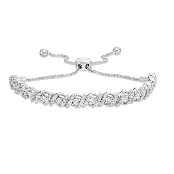 1 CT. T.w. Diamond Cascading Bolo Bracelet in 10K White Gold - 9.5"