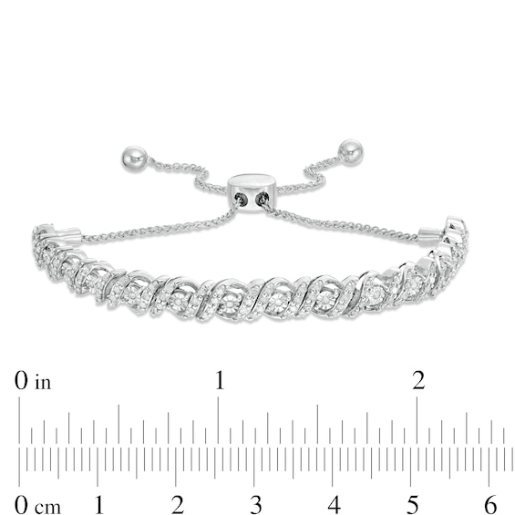 1 CT. T.w. Diamond Cascading Bolo Bracelet in 10K White Gold - 9.5"