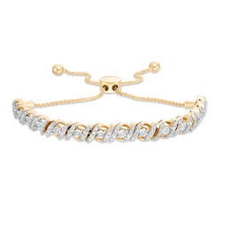 1 CT. T.W. Diamond Cascading Bolo Bracelet in 10K Gold - 9.5&quot;