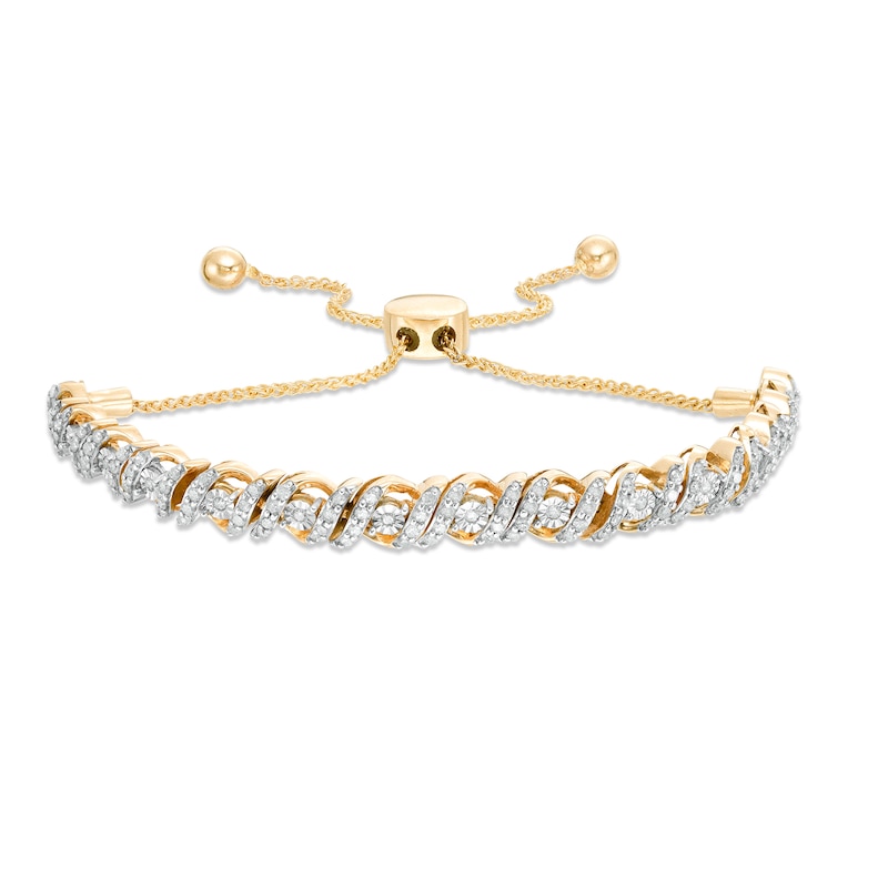 1 CT. T.W. Diamond Cascading Bolo Bracelet in 10K Gold - 9.5"