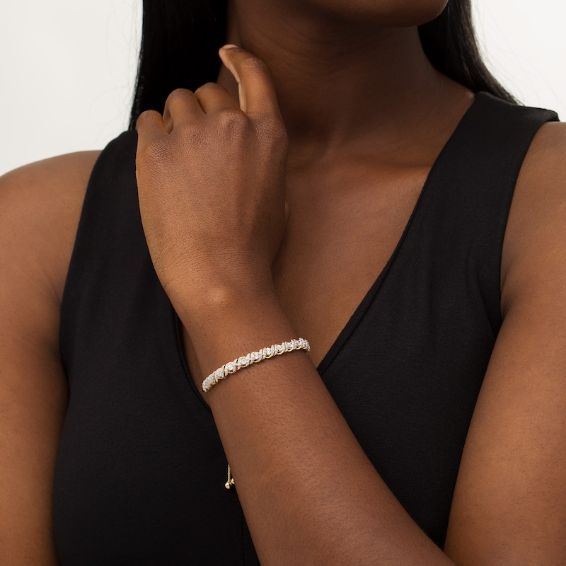 Main Image 2 of 1 CT. T.W. Diamond Cascading Bolo Bracelet in 10K Gold - 9.5"