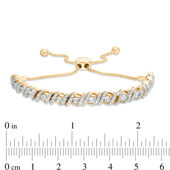 1 CT. T.w. Diamond Cascading Bolo Bracelet in 10K Gold - 9.5"