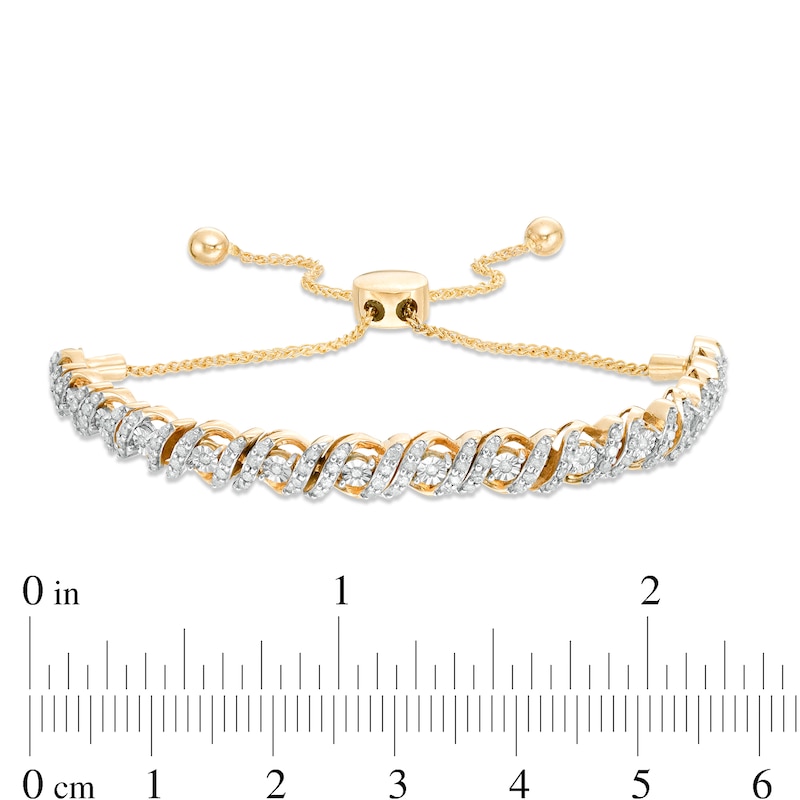 1 CT. T.W. Diamond Cascading Bolo Bracelet in 10K Gold - 9.5"