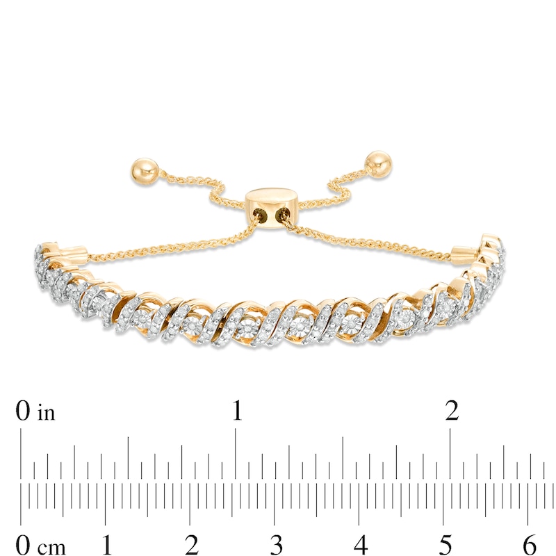 Main Image 3 of 1 CT. T.W. Diamond Cascading Bolo Bracelet in 10K Gold - 9.5"