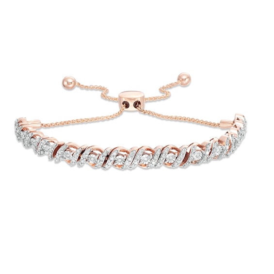 1 CT. T.w. Diamond Cascading Bolo Bracelet in 10K Rose Gold - 9.5"