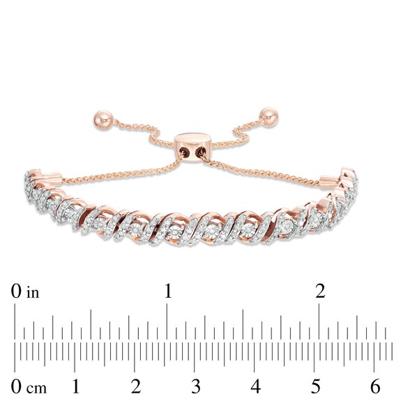1 CT. T.w. Diamond Cascading Bolo Bracelet in 10K Rose Gold - 9.5"