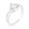 Thumbnail Image 1 of Pear-Shaped Lab-Created Opal and White Sapphire Bypass Crossover Shank Ring in Sterling Silver