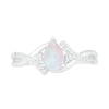 Thumbnail Image 2 of Pear-Shaped Lab-Created Opal and White Sapphire Bypass Crossover Shank Ring in Sterling Silver