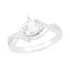 Thumbnail Image 0 of Pear-Shaped Lab-Created White Sapphire Bypass Crossover Shank Ring in Sterling Silver