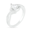 Thumbnail Image 1 of Pear-Shaped Lab-Created White Sapphire Bypass Crossover Shank Ring in Sterling Silver