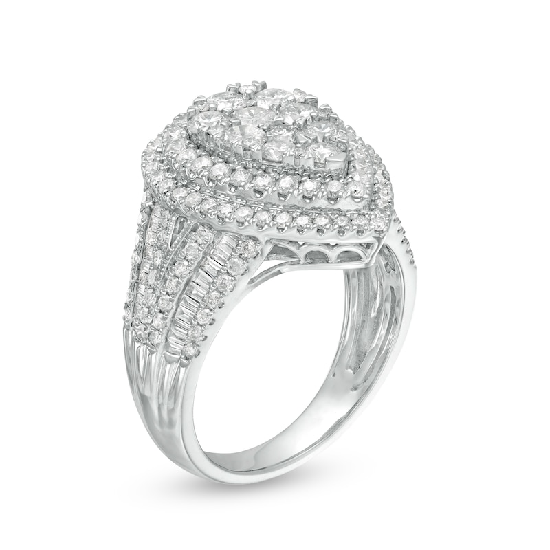 Main Image 3 of 2 CT. T.W. Composite Pear Diamond Double Teardrop Frame Engagement Ring in 10K White Gold