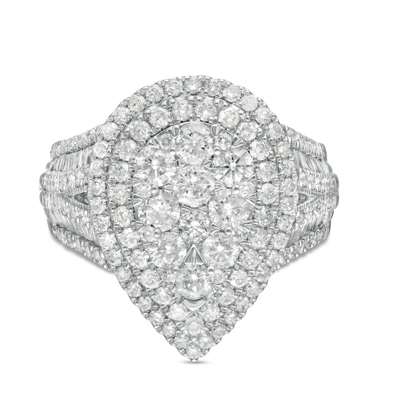 Main Image 4 of 2 CT. T.W. Composite Pear Diamond Double Teardrop Frame Engagement Ring in 10K White Gold