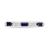 Thumbnail Image 3 of Baguette Lab-Created Blue and White Sapphire Duo Alternating Three Stone Band in Sterling Silver