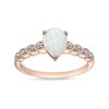 Thumbnail Image 1 of Pear-Shaped Lab-Created Opal and Diamond Accent Layered Scallop Shank Ring in 10K Rose Gold