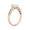 Thumbnail Image 1 of Pear-Shaped Lab-Created Opal and Diamond Accent Layered Scallop Shank Ring in 10K Rose Gold