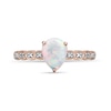 Thumbnail Image 2 of Pear-Shaped Lab-Created Opal and Diamond Accent Layered Scallop Shank Ring in 10K Rose Gold