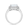 Thumbnail Image 4 of 9.0mm Cushion-Shaped Lab-Created Opal and White Sapphire Frame Ring in Sterling Silver