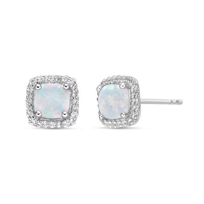 Sapphire and Opal Earrings Cluster Stud Solid 9 Carat Yellow Gold Studs 