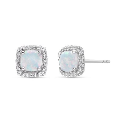 Sapphire and Opal Earrings Cluster Stud Solid 9 Carat Yellow Gold Studs Sapphire and Opal Earrings Cluster Stud Solid 9 Carat Yellow Gold Studs