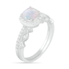 Thumbnail Image 1 of 6.0mm Cushion-Cut Lab-Created Opal and 1/4 CT. T.W. Diamond Frame Art Deco Bridal Set in 10K White Gold