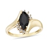 Thumbnail Image 1 of Marquise Black Onyx and Diamond Accent Beaded Starburst Border Bypass Ring in 10K Gold