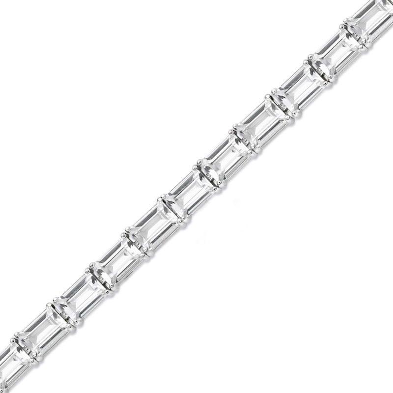 Baguette Lab-Created White Sapphire Tennis Bracelet in Sterling Silver - 7.25"