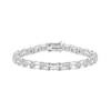 Thumbnail Image 1 of Baguette Lab-Created White Sapphire Tennis Bracelet in Sterling Silver - 7.25"