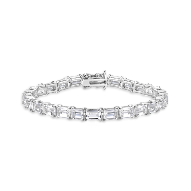 Baguette Lab-Created White Sapphire Tennis Bracelet in Sterling Silver - 7.25"