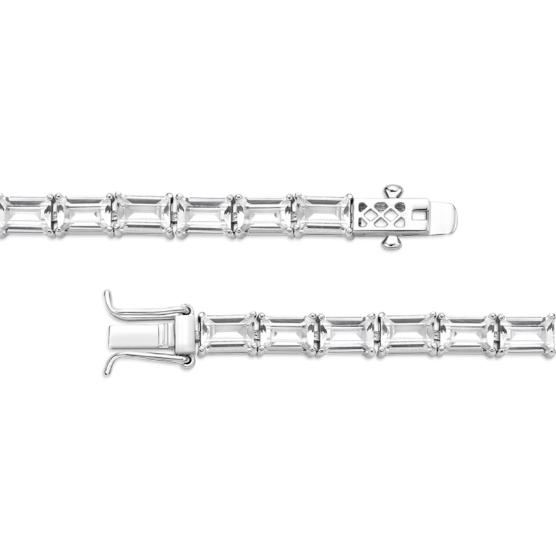 Baguette Lab-Created White Sapphire Tennis Bracelet in Sterling Silver - 7.25"