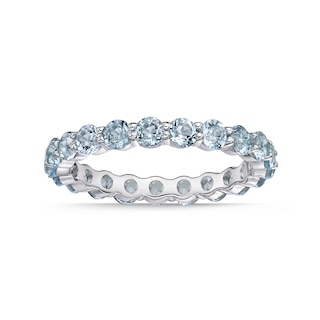 3.0mm Sky Blue Topaz Eternity Band in Sterling Silver
