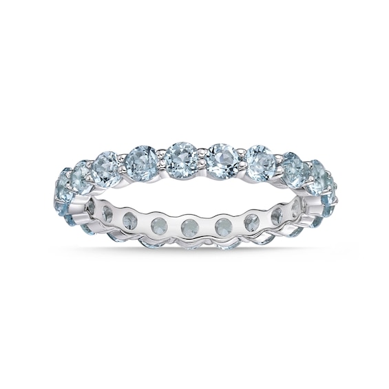 3.0mm Sky Blue Topaz Eternity Band in Sterling Silver