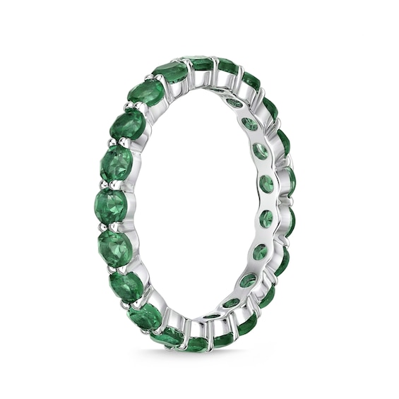 3.0mm Lab-Created Emerald Eternity Band in Sterling Silver