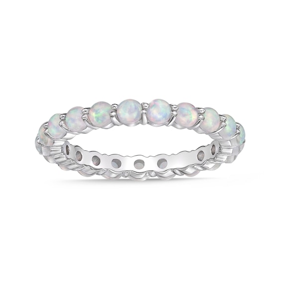 3.0mm Lab-Created Opal Eternity Band in Sterling Silver