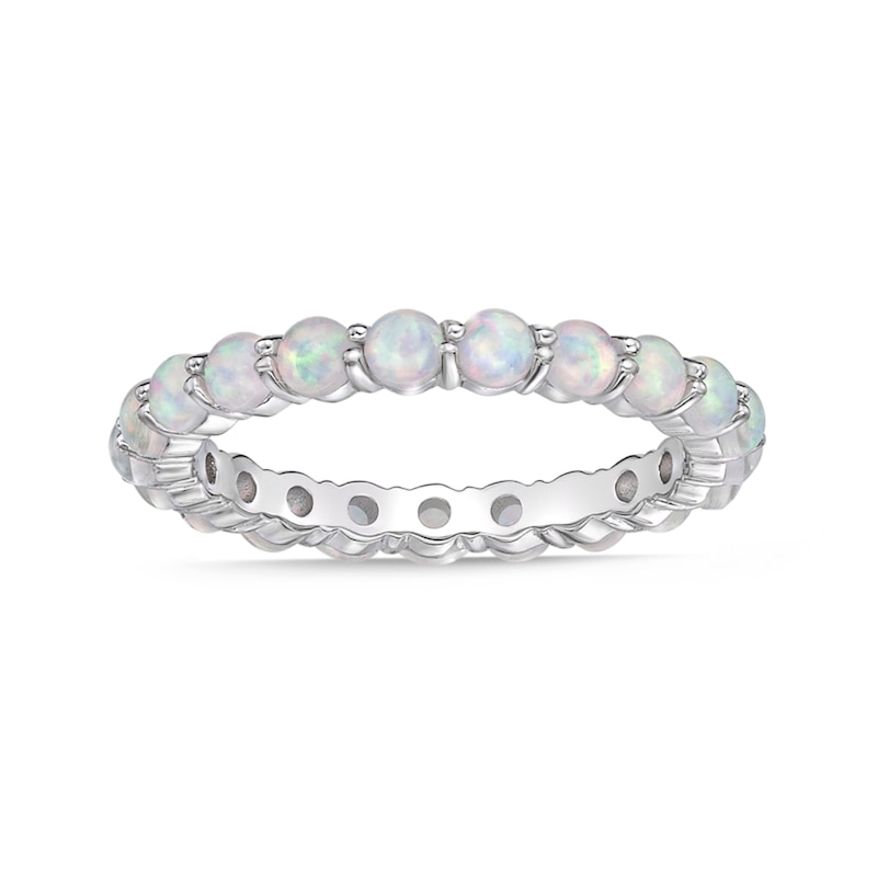 3.0mm Lab-Created Opal Eternity Band in Sterling Silver