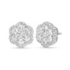 Thumbnail Image 1 of White Topaz Frame Flower Stud Earrings in Sterling Silver