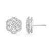 Thumbnail Image 1 of White Topaz Frame Flower Stud Earrings in Sterling Silver