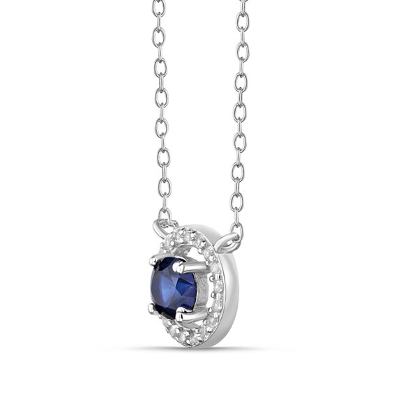 5.0mm Lab-Created Blue and White Sapphire Open Frame Station Necklace in Sterling Silver - 20" 5.0mm Lab-Created Blue and White Sapphire Open Frame Station Necklace in Sterling Silver - 20"