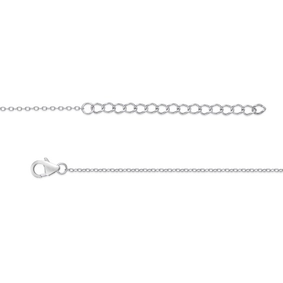5.0mm Lab-Created Emerald and White Sapphire Open Frame Station Necklace in Sterling Silver - 20"