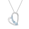 Thumbnail Image 0 of Journey Blue Topaz Tilted Heart Pendant in Sterling Silver